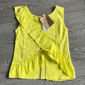 Coco Au Lait Top Girls 12 Years Ruffle Sleeveless Open Back Yellow